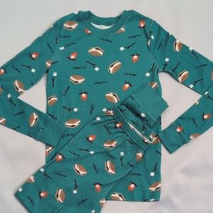 L.L. Bean Kids Pajama Set - Teal with S'mores Print